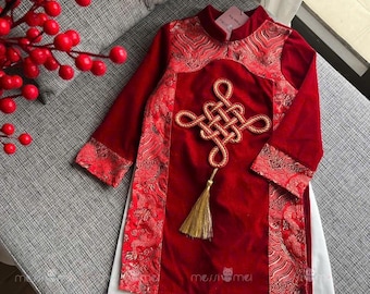 Áo Dài Bé Trai Bát Bảo Cát Tường Kèm Quần / Áo Dài Tết/ Áo Dài Việt Nam/ Vietnamese Ao Dai