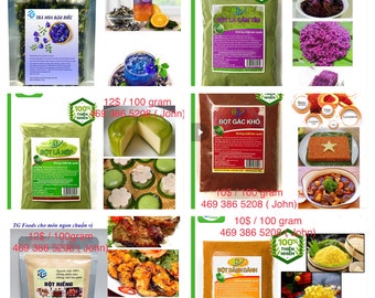 Hoa Đậu Biếc/ Bột hoa đậu biếc/ Bột lá cẩm tím/bột dành dành/bột gấc/bột lá nếp/ bột riềng  ( 100gram)/ bột thanh long/ bột than tre