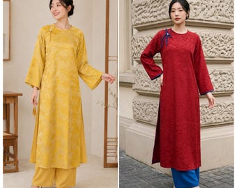 Áo Dài Cách Tân S1 Dáng Suông / Women Ao Dai / Girl Ao Dai / Luna Ao Dai / áo dài tết/ áo dài việt nam/ vietnamese ao dai