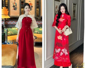 Áo Dài Cách Tân ( T21) / Women Ao Dai / Girl Ao Dai / Wedding Party Ao Dai  / Áo Dài Tết Sang Trọng Quý Phái / Vietnamese Ao Dai