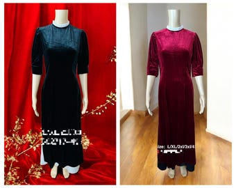 Áo dài Việt Nam ( set áo+quần) / Women Ao Dai/ Girl áo dài truyền thống/ vietnamese ao dai / Luna Ao Dai / Áo Dài Nhung