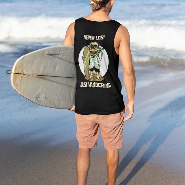 Never Lost Just Wandering Surf Skeleton Men's Softstyle Tank Top