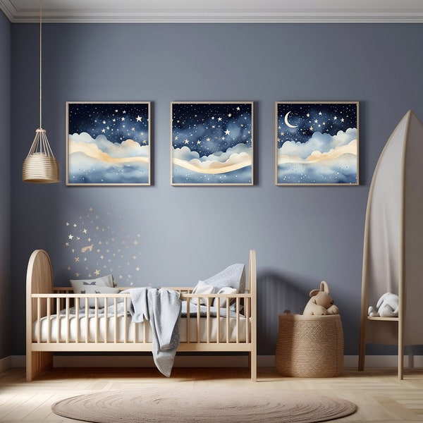 Moon and Stars Nursery Decor Etsy