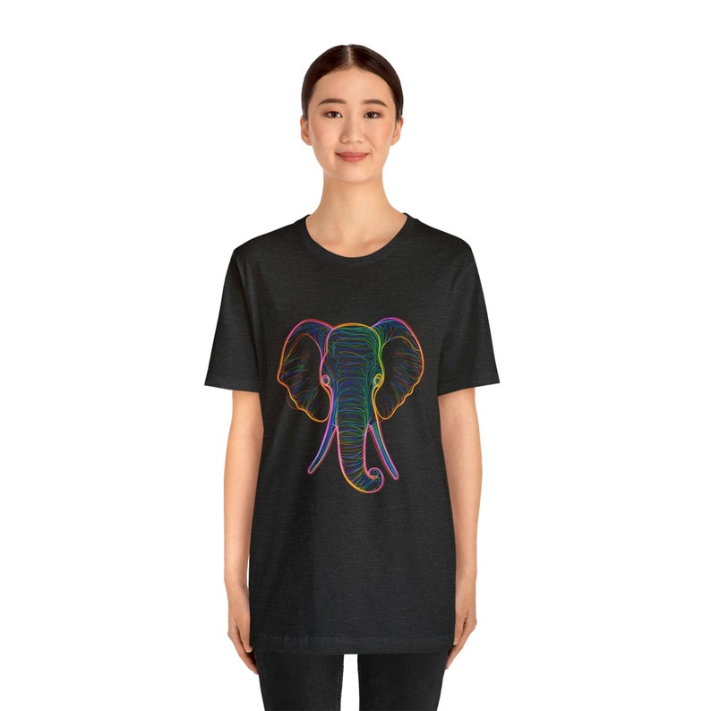 Neon Elephant Line Drawing - Maglietta a maniche corte in jersey unisex immagine 8