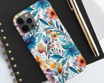 Estuches para teléfonos resistentes con diseño floral de acuarela