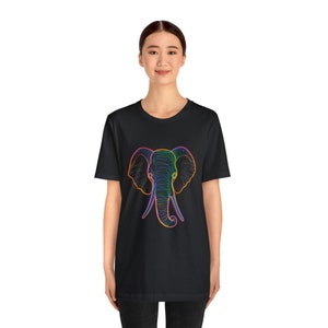 Neon Elephant Line Drawing - Maglietta a maniche corte in jersey unisex immagine 1