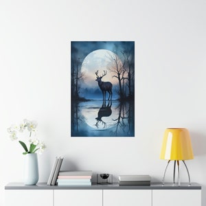 Maestosi cervi al chiaro di luna - Poster verticali opachi premium