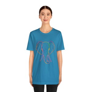 Neon Elephant Line Drawing - Maglietta a maniche corte in jersey unisex immagine 2