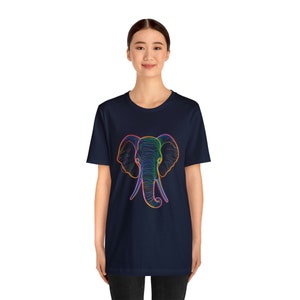 Neon Elephant Line Drawing - Maglietta a maniche corte in jersey unisex immagine 4