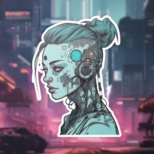 Cyberpunk Sticker - Cybernetic Woman