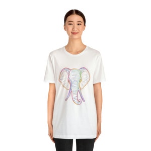 Neon Elephant Line Drawing - Maglietta a maniche corte in jersey unisex immagine 5