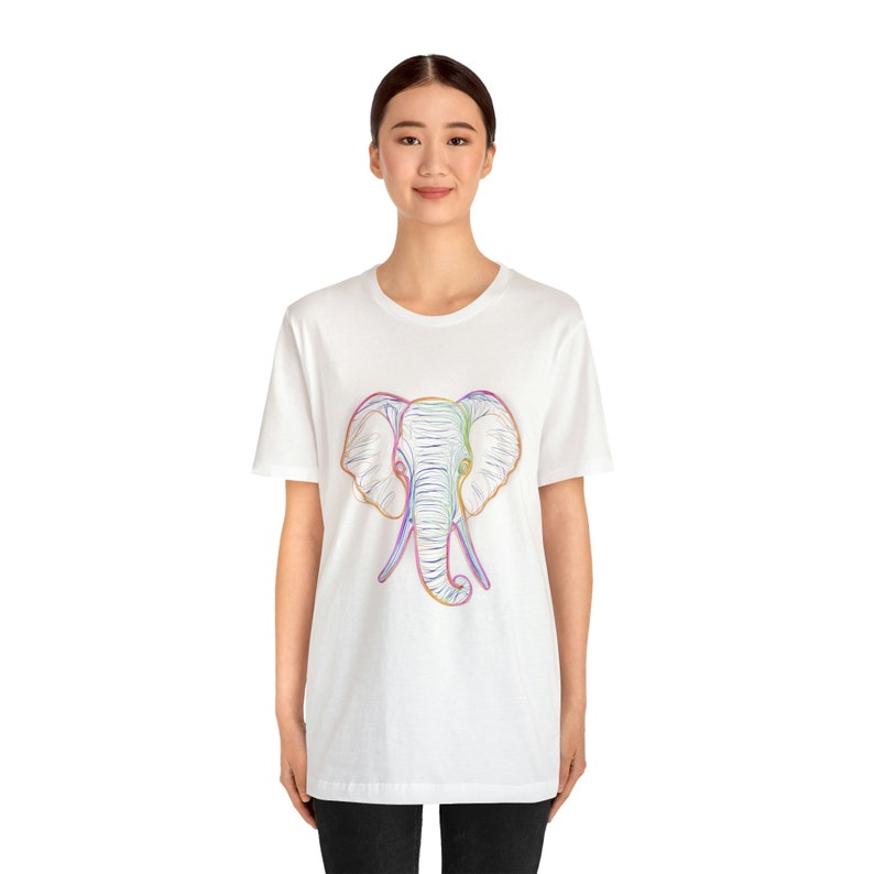 Neon Elephant Line Drawing - Maglietta a maniche corte in jersey unisex immagine 5