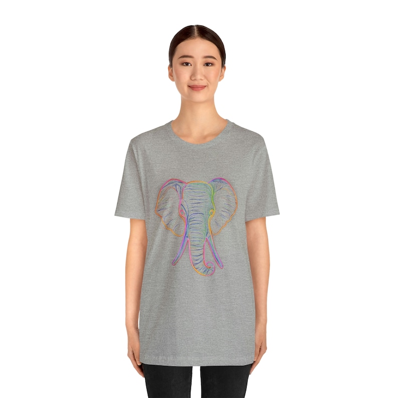 Neon Elephant Line Drawing - Maglietta a maniche corte in jersey unisex immagine 7