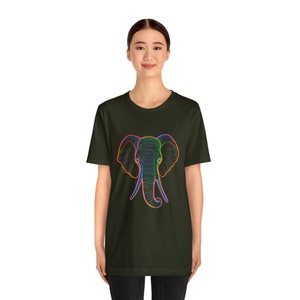 Neon Elephant Line Drawing - Maglietta a maniche corte in jersey unisex immagine 6