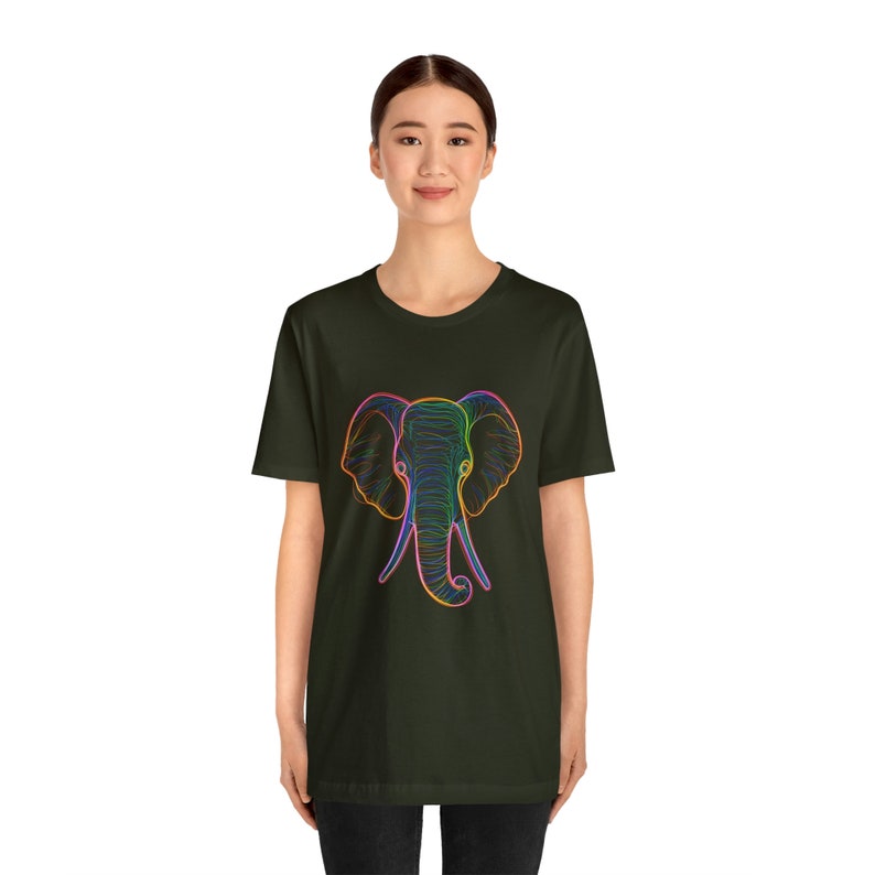 Neon Elephant Line Drawing - Maglietta a maniche corte in jersey unisex immagine 6
