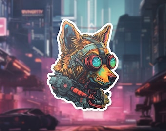 Adesivi Kiss-Cut - Cane Cyberpunk, Adesivo Cyberpunk