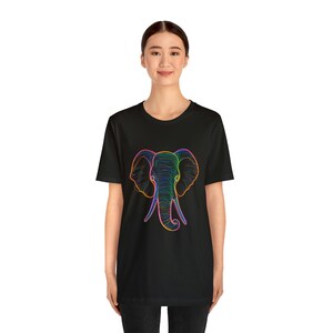 Neon Elephant Line Drawing - Maglietta a maniche corte in jersey unisex immagine 3