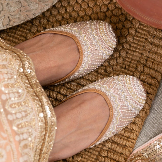 Jutti Da Sposa Donna Indiani Mojari Ricamo Specchio Piatto Khussa
