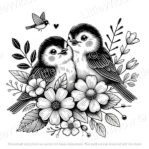 Love Birds Svg, Clip Art De Pássaro Romântico, Ilustração Vintage, Pássaros Png, Vetor Floral, Arquivo De Corte Para Cricut, Silhueta, Pdf Png Eps Dxf