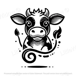 Cute Cow Svg, Farm Animal Clipart, Adorable Cow Illustration, Kids Nursery Art, Vector Cut File Silhouette, Cricut, Pdf Eps Png