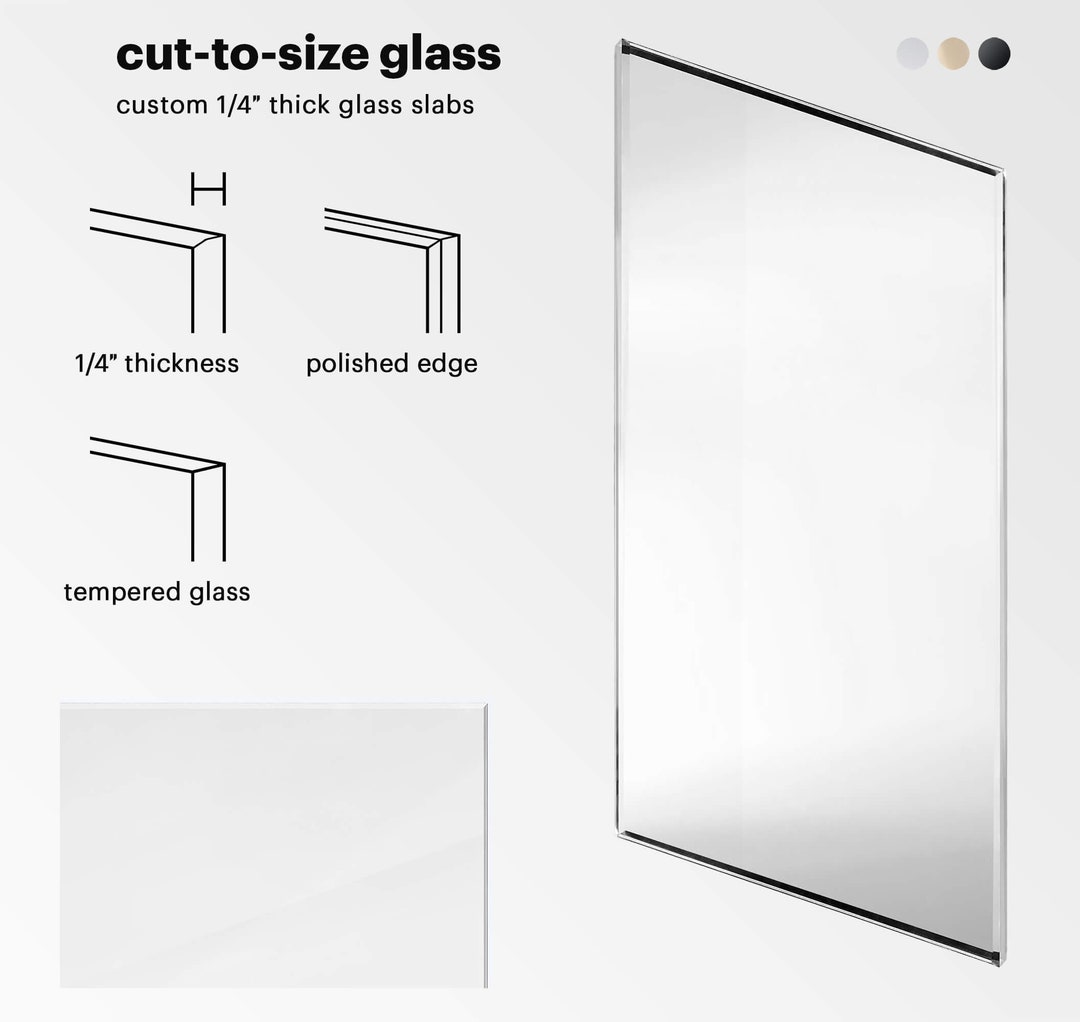 Cuttosize Glass 1/4 Thick Custom Glass Slab Glass Panel up to 8sq.ft