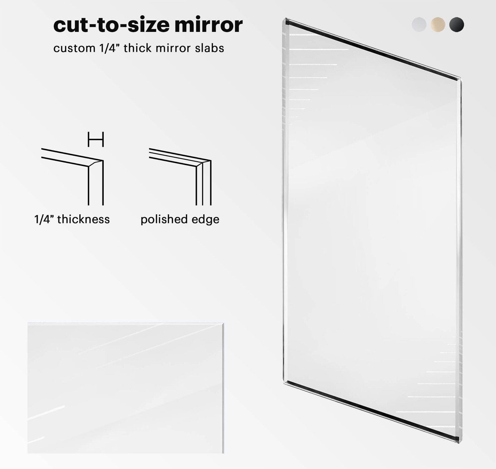 Cuttosize Mirror 1/4 Thick Custom Mirror Slab Wall Etsy