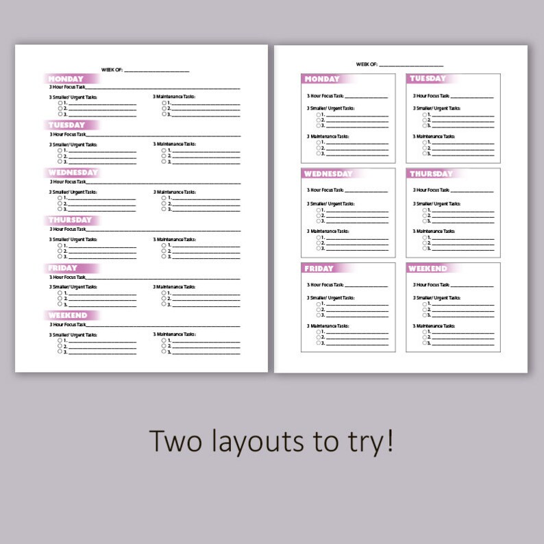 Printable Weekly Planner and Daily Task Manager, Featuring the 333 ...