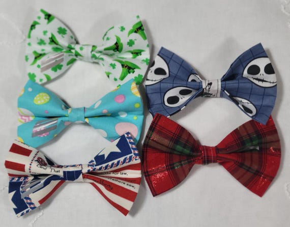 Bundle Pkg of 5 Holiday Large Dog Bowties, Pet Accessories, Dog Fashion Statements, Holiday Bowties