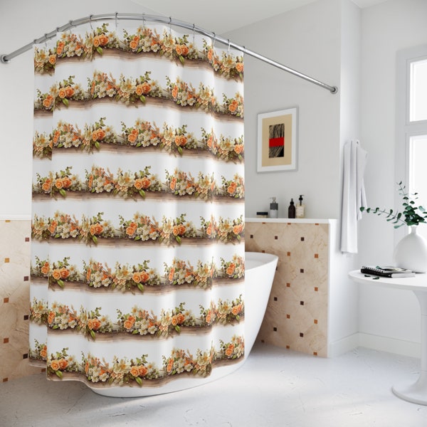 Duschvorhänge Blumen und Holz 71 "74" Moderner Luxus Badezimmer Vorhang Einzigartige Dusche Panel Boho Bad voll wasserdicht drapieren