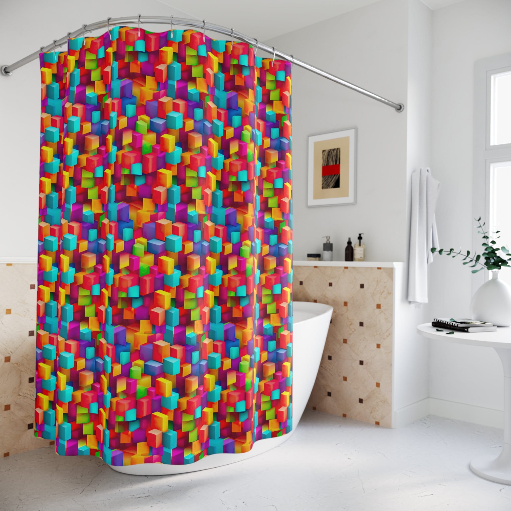 Duschvorhänge Bunte 3D Cube 71 74 Moderner Luxus Badezimmer Vorhang