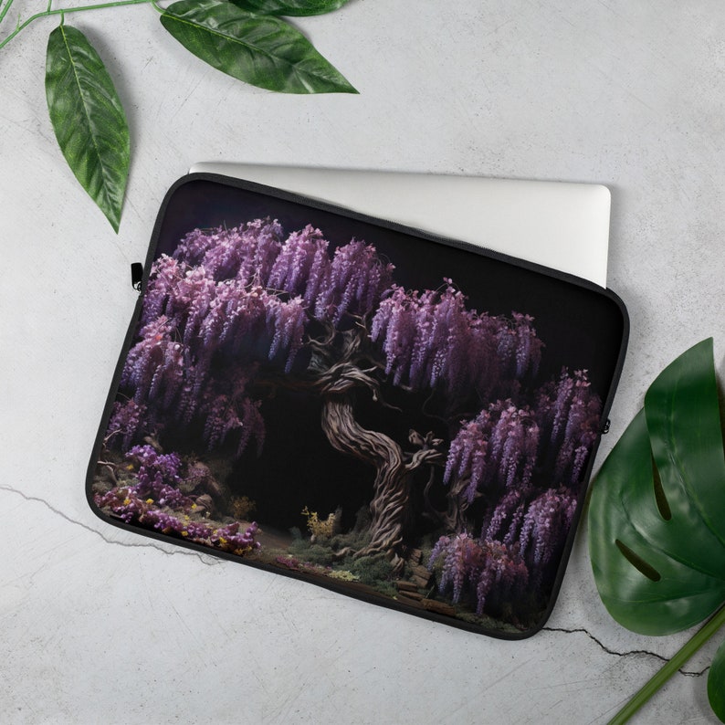 Laptop Sleeve Wisteria Tree 13″ & 15″ Waterproof Case Resistant to Water Oil Heat Best Protection Cover Neoprene Floral Design Notebook