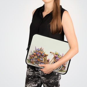 Laptop-Hülle Fahrrad und Blumen Wasserdichte Hülle Beständig gegen Wasser Öl Hitze Beste Schutzhülle Neopren Snug Fit Floral Design Notebook Bild 7