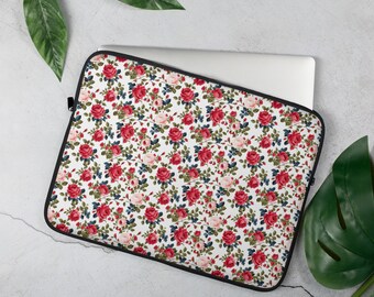 Laptop Sleeve 13in & 15in Waterproof Case Resistant to Water Oil Heat Best Protection Cover Neoprene Snug Fit Floral Design Bag Notebook