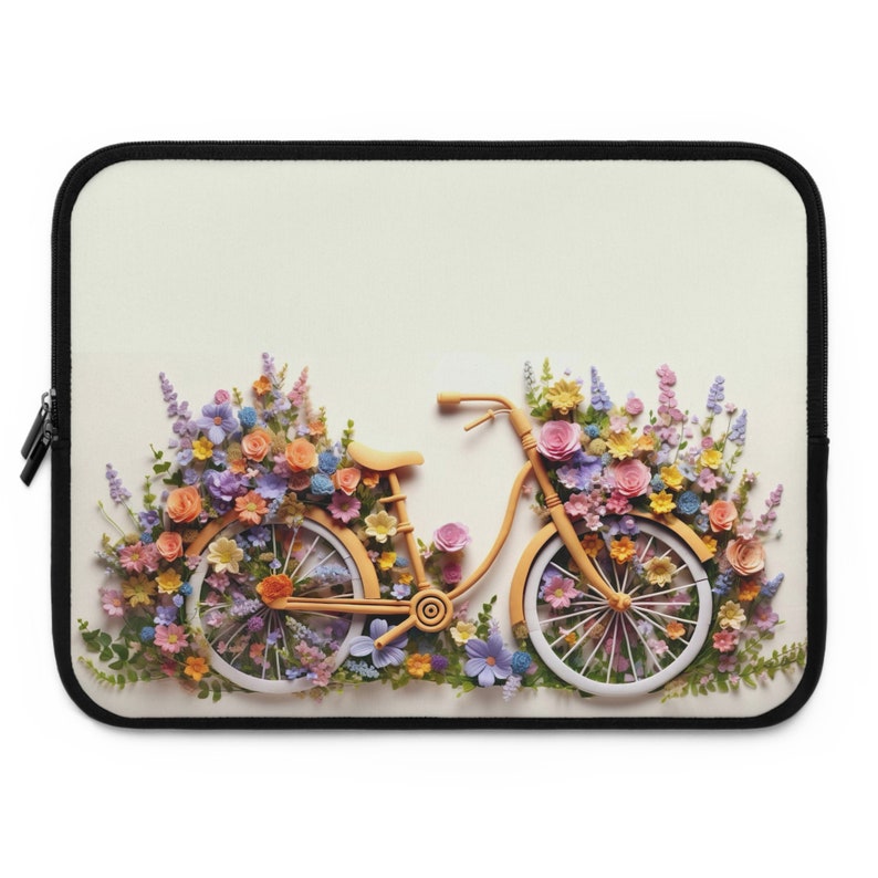 Laptop-Hülle Fahrrad und Blumen Wasserdichte Hülle Beständig gegen Wasser Öl Hitze Beste Schutzhülle Neopren Snug Fit Floral Design Notebook Bild 3