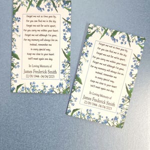 30 x Personalised Forget Me Not Funeral Favours Seed Packets Remembrance Guest Memorial Favours Envelopes Celebration Of Life For Loved One