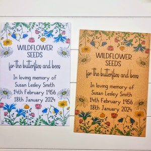 personalised funeral seed packets favours funeral memorial service wildflower seeds for the butterflies and bees