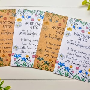 personalised funeral seed packets favours funeral memorial service wildflower seeds for the butterflies and bees
