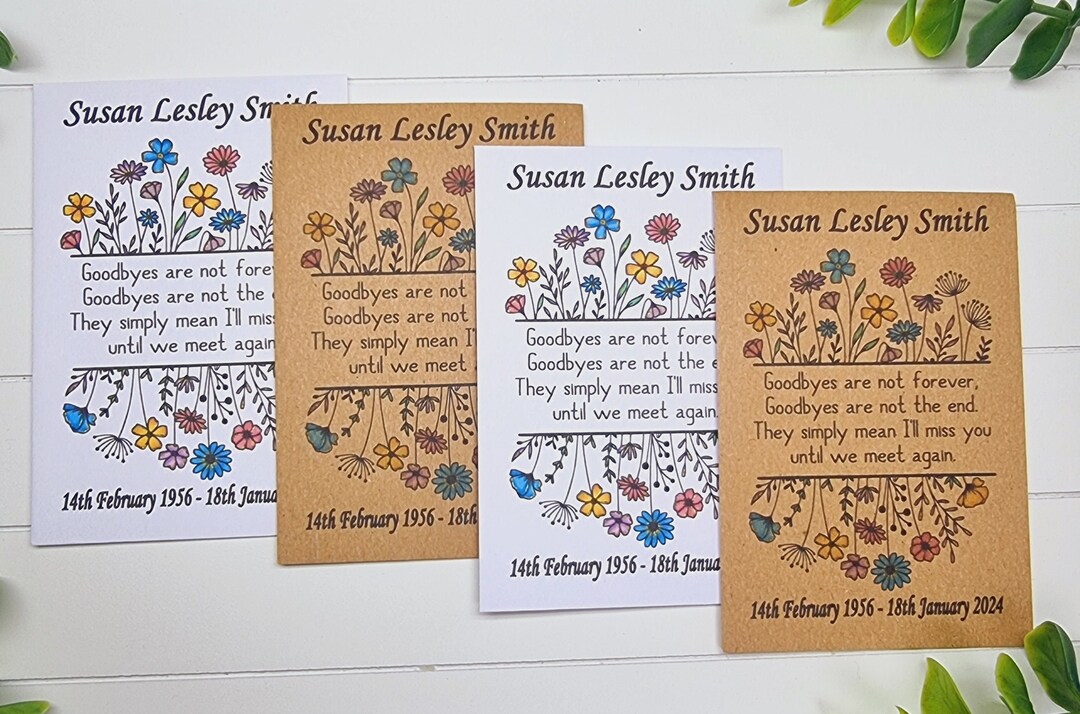 Personalised Wildflower Seed Packets Envelopes X 50 | Funeral Seed ...
