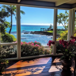 Hawaiian Lanai Zoom Background | Google Meet Background