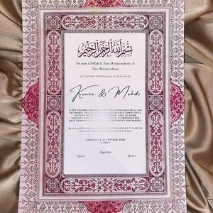 Certificat Nikkah / d'union