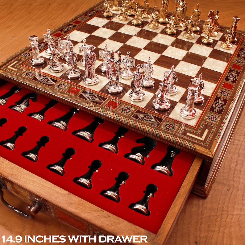 Chess Board Storage Chess Set Decorative Chess Set Unique Etsy