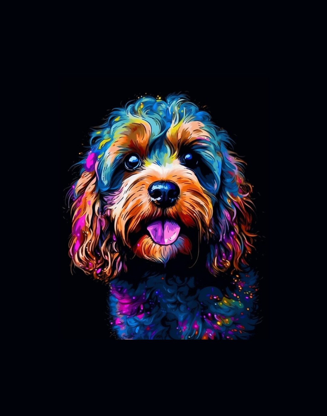 Neon Abstract Cockapoo | All Size PNG Download | Gift for Dog Lovers ...