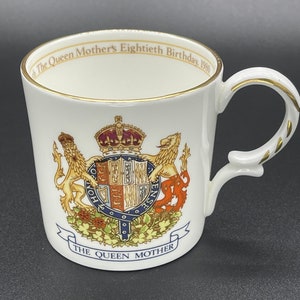 Elegant Queen Mother 80th Birthday Commemorative Cup. 1980. Aynsley. Royal Family. Unique Gift.