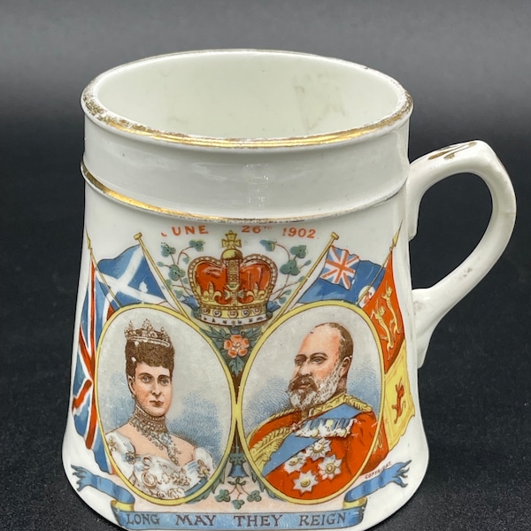 Antique King Edward VII and Queen Alexandra Coronation Cup. 1902. Royal Family. Unique Gift.