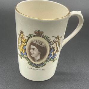 Unique Queen Elizabeth II Coronation Cup. 1953. Sandland Ware. Royal Family. Unique Gift.
