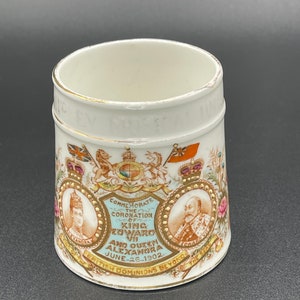 Rare King Edward VII and Queen Alexandra Coronation Cup. William Lowe Potteries. 1902. Royal Family. Unique Gift.