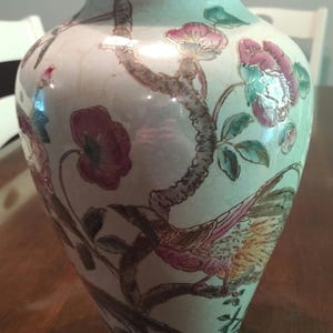 Toyo Trading Company elegant vase with birds, flowers and gold tone