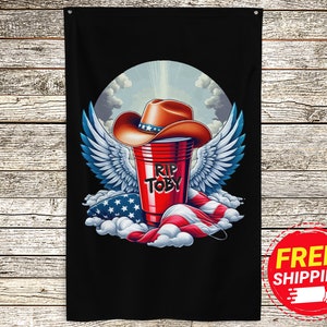 Toby Western Cowboy Flag Adoro questa barra in memoria di RIP Toby Country Music Flag Red Solo Cup Keith Legend RIP Country Music Banner