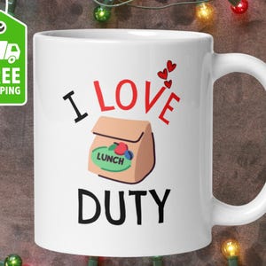 Grappig lerarencadeau Ik hou van lunch plicht leraar koffiemok leraar cadeau leraar kerstcadeau bedankt leraar mok leraar waardering cadeau