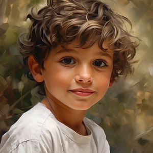 Digital Art Portrait: Oil Painting Style of a Young Boy - High-Quality Download